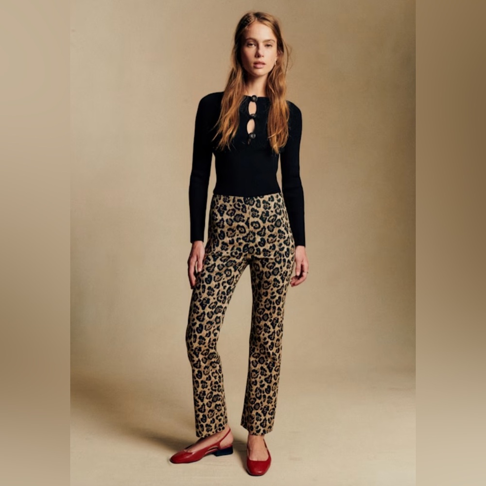 NWT Sézane Leopard Ciara Trousers - Picture 2 of 6